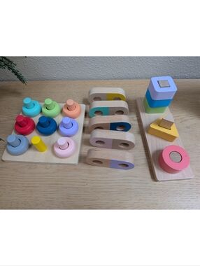 Kiwico Battat Colorful Wooden Puzzles Baby Toddler Montessori Learning Toys